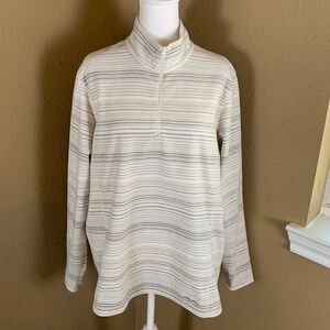 Eddie Bauer Striped Fleece Quarter Zip Pullover XL